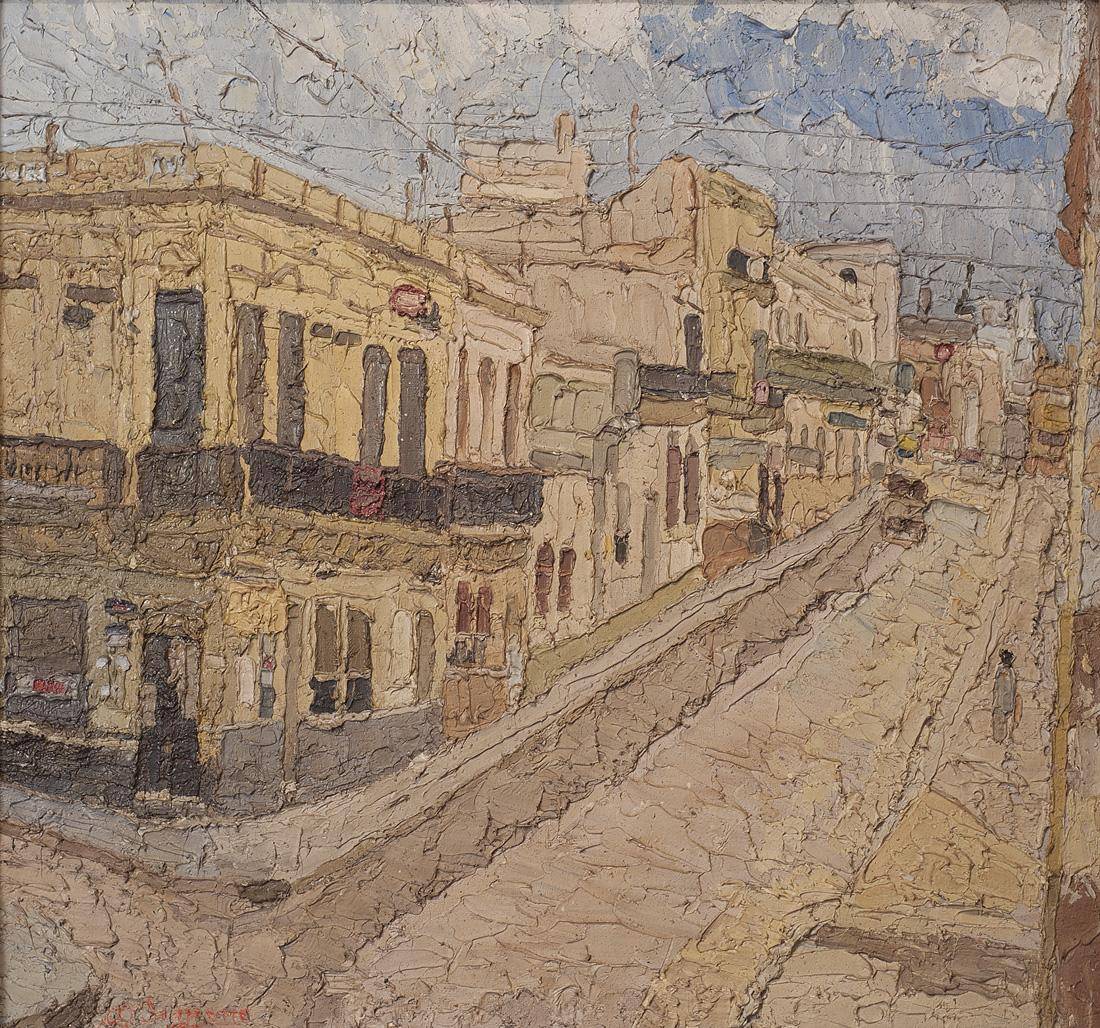 La calle, c.1942. Alfredo De Simone (1892-1950). Óleo sobre tela.  80 x 85 cm. Nº inv. 1011.