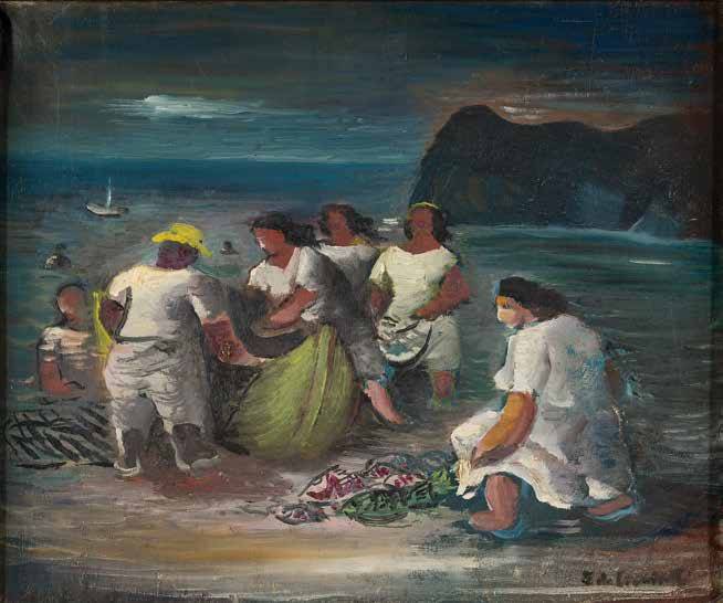Pescadores. Emiliano Di Cavalcanti (1897-1976). Óleo sobre tela.  46 x 55 cm. Nº inv. 1033.