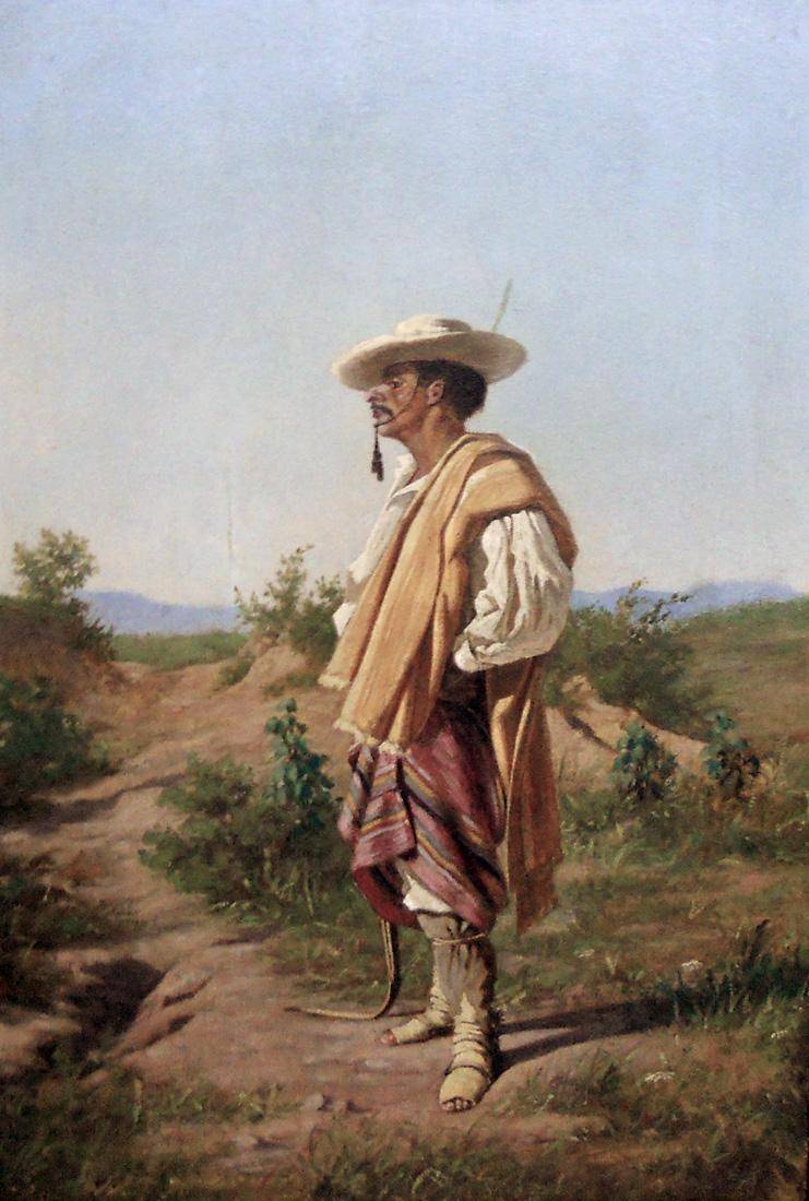 Gaucho oriental. Nicanor Blanes (1857-1895). Óleo sobre tabla.  51 x 34 cm. Nº inv. 1236.