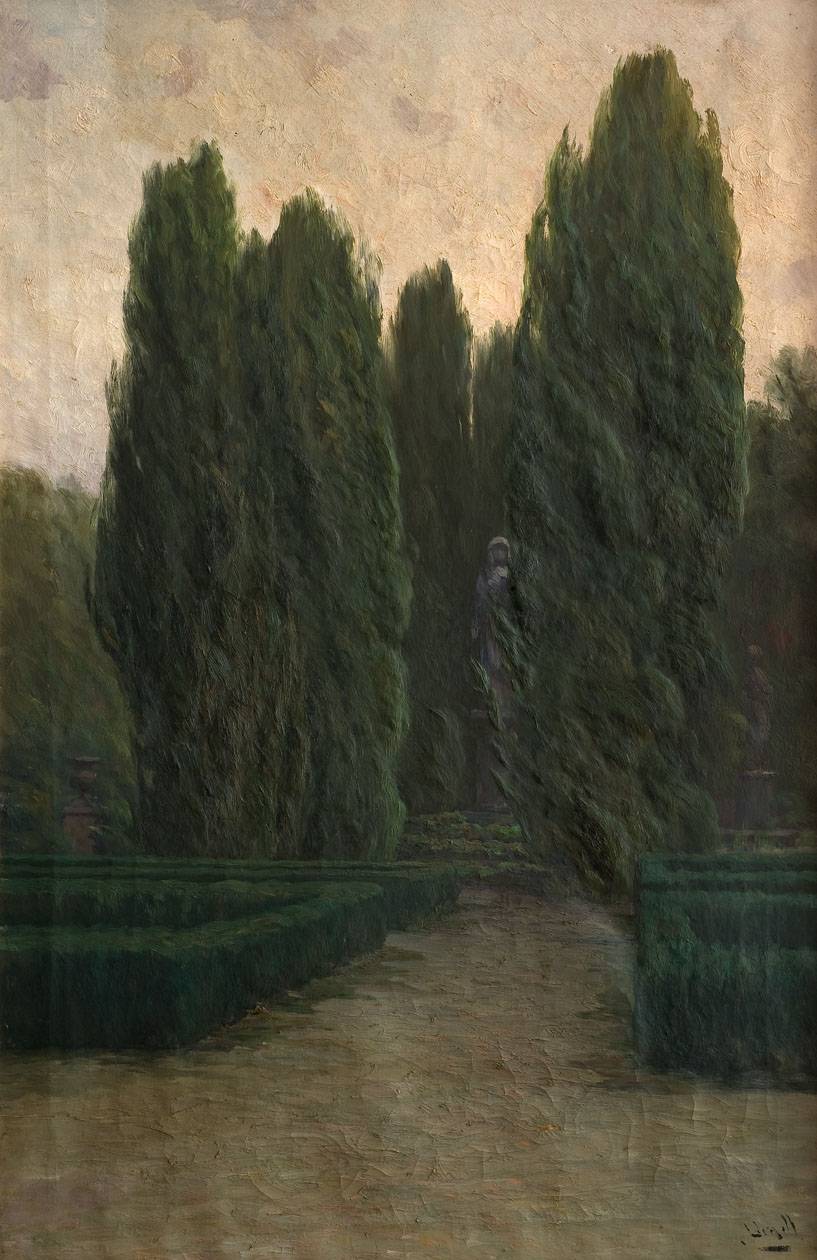 Jardines de Aranjuez. Ricardo Urgell (1873-1924). Óleo sobre tela.  144 x 94 cm. Nº inv. 1347.