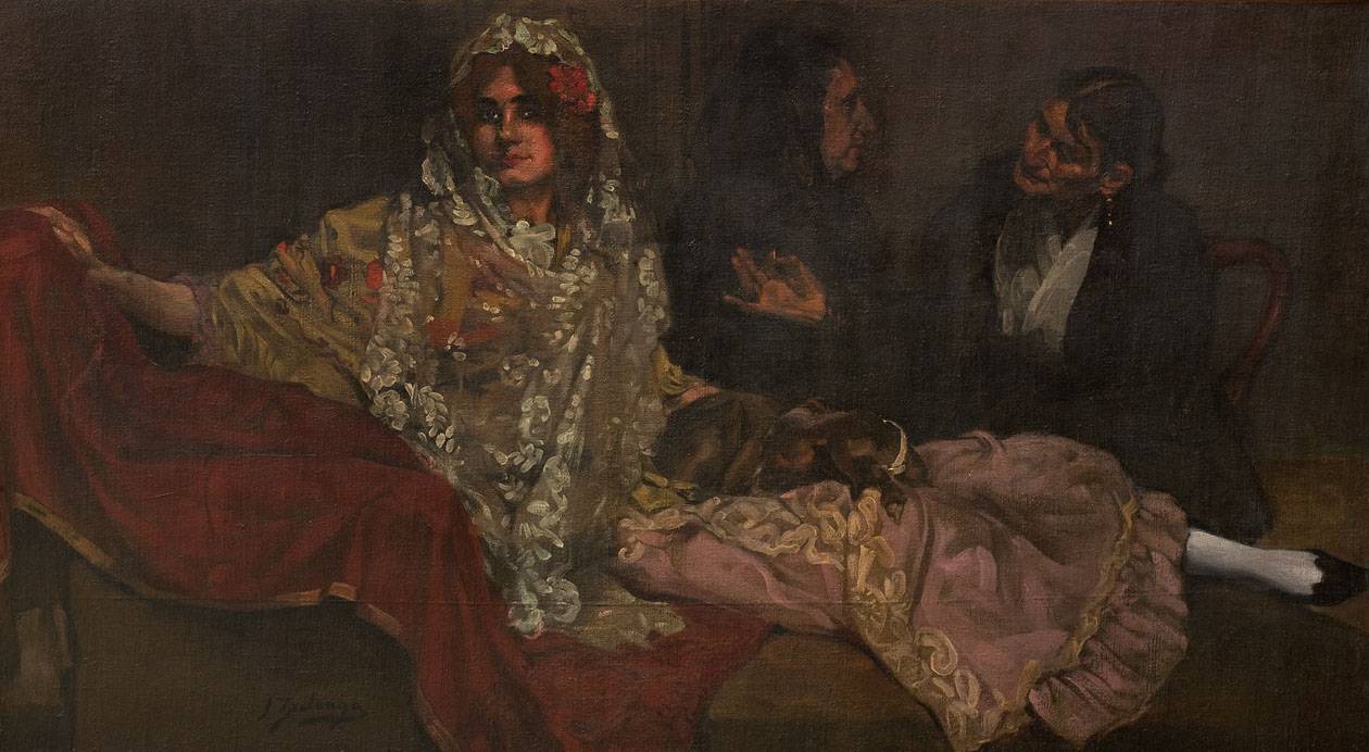 Tentación. Ignacio Zuloaga (1870-1945). Óleo sobre tela.  98,5 x 178 cm. Nº inv. 1413.