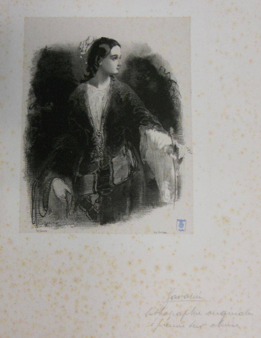 Figura de mujer. Paul Gavarni (1804-1866). Litografía.  19,5 x 15 cm. Nº inv. 1474.