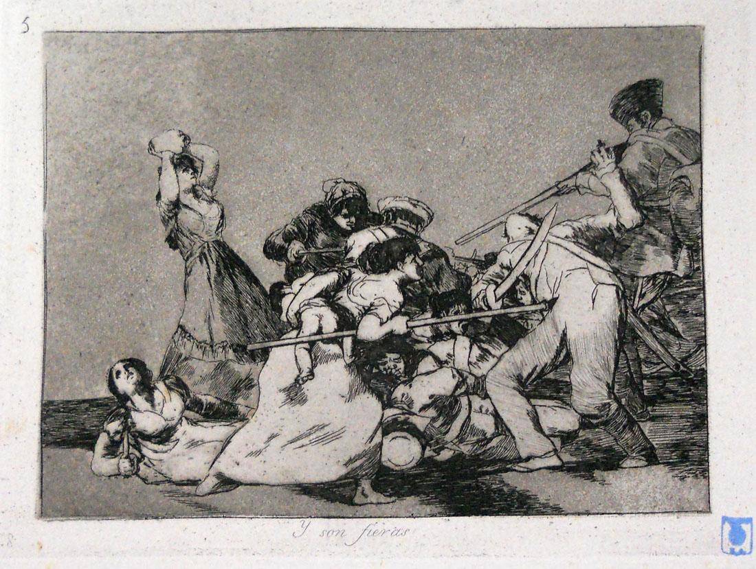 Y son fieras.... Francisco de Goya y Lucientes​ (1746-1828). Aguafuerte.  15 x 20 cm. Nº inv. 1478.