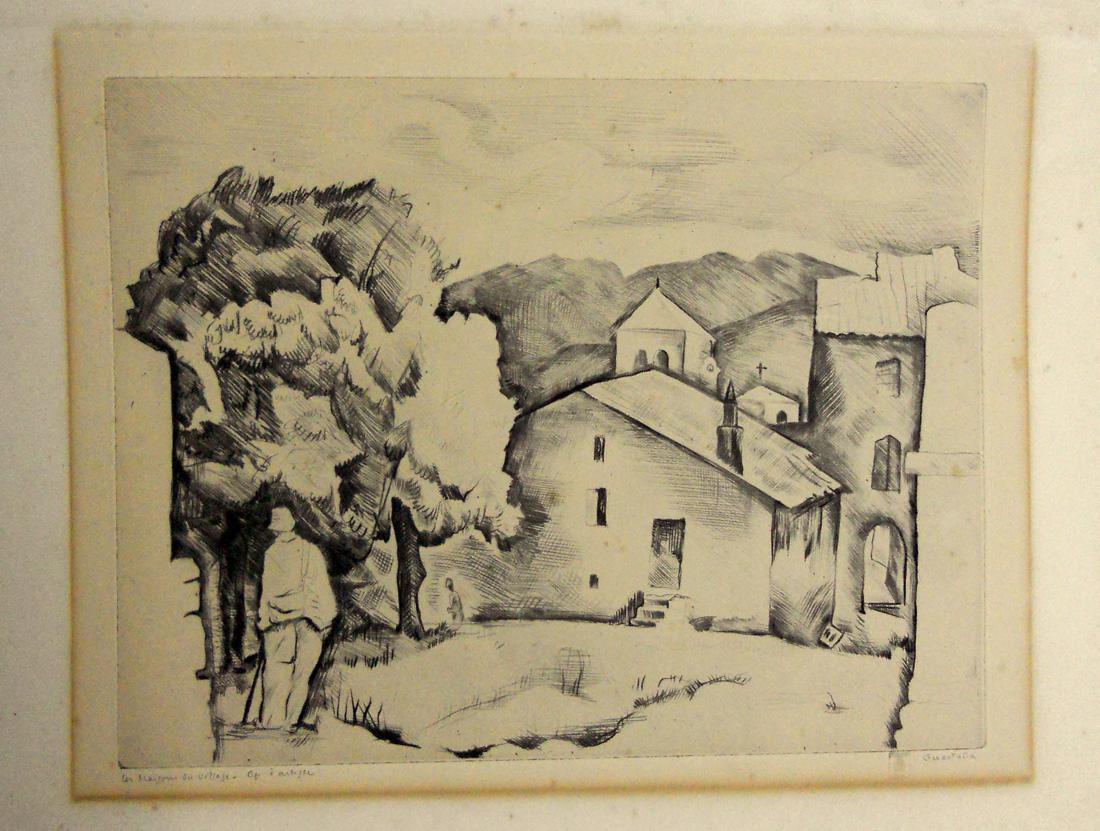 Las casas de aldea. Pierre Guastalla (1891-1968). Litografía.  25 x 32 cm. Nº inv. 1482.