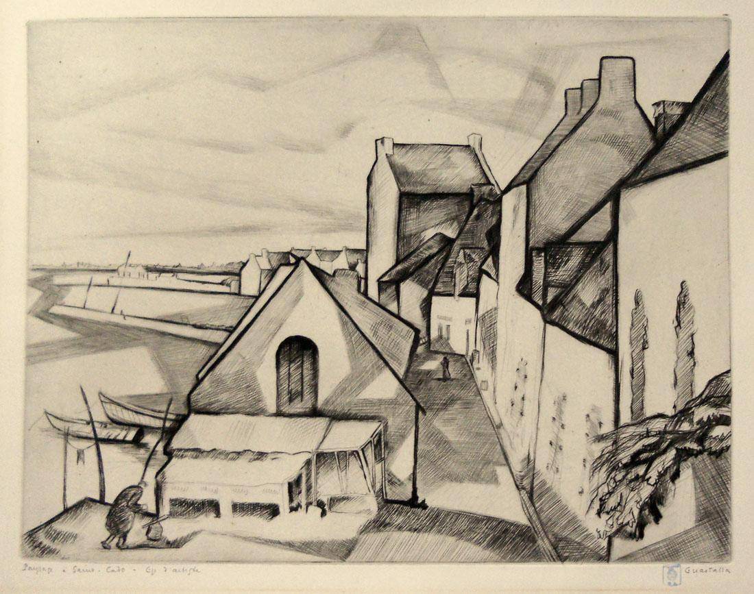 Paisaje de San Cado. Pierre Guastalla (1891-1968). Litografía.  25 x 32 cm. Nº inv. 1483.