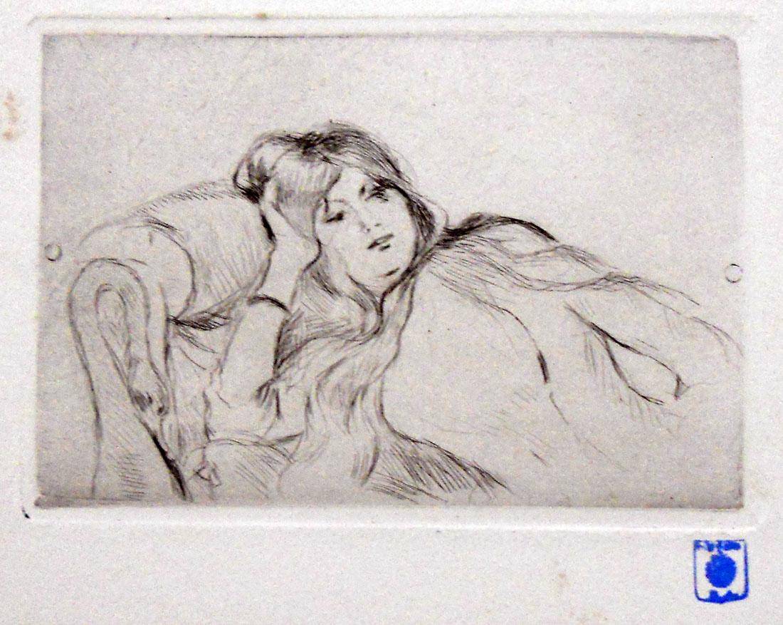 Figura. Berthe Morisot (1841-1895). Litografía.  8 x 12 cm. Nº inv. 1496.