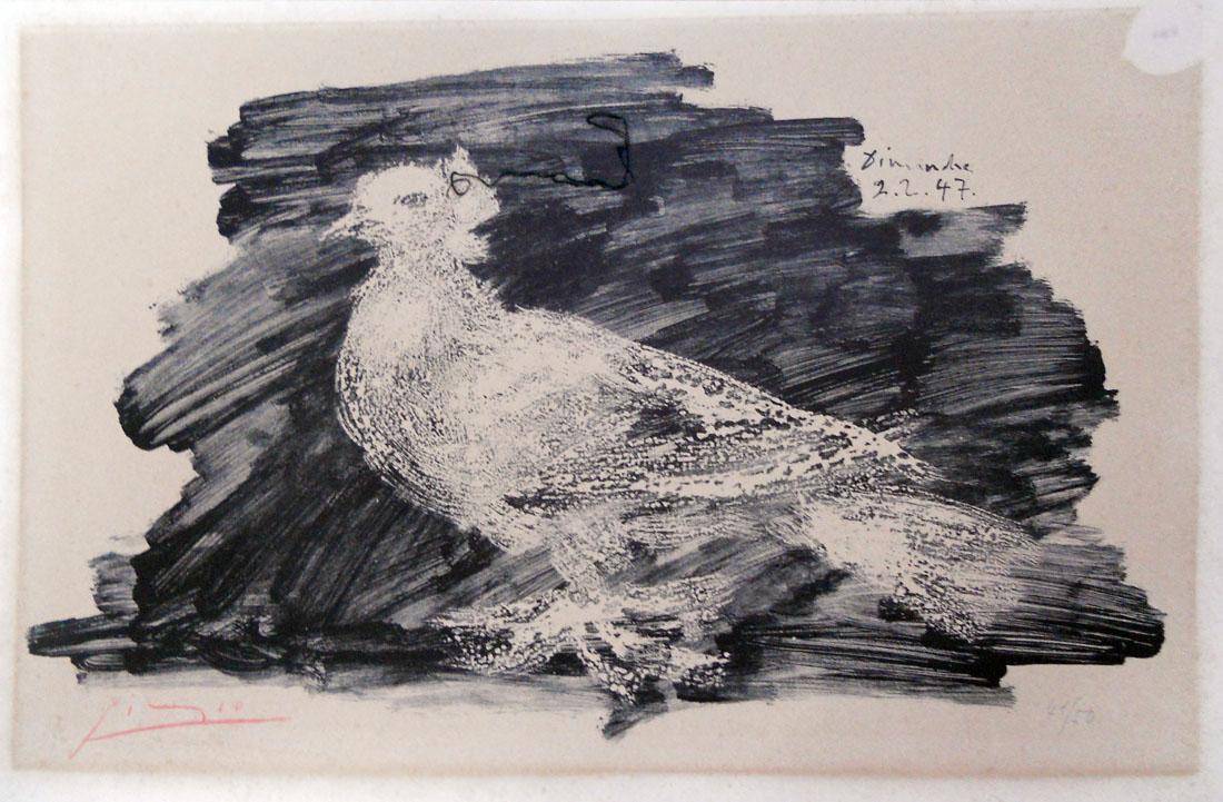 La paloma blanca, 1947. Pablo Picasso (1881-1973). Litografía.  27 x 45 cm. Nº inv. 1500.