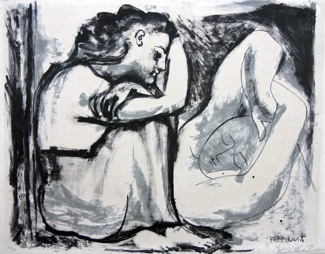 Adormecido y mujer acurrucada, 1947. Pablo Picasso (1881-1973). Litografía.  48 x 50 cm. Nº inv. 1502.