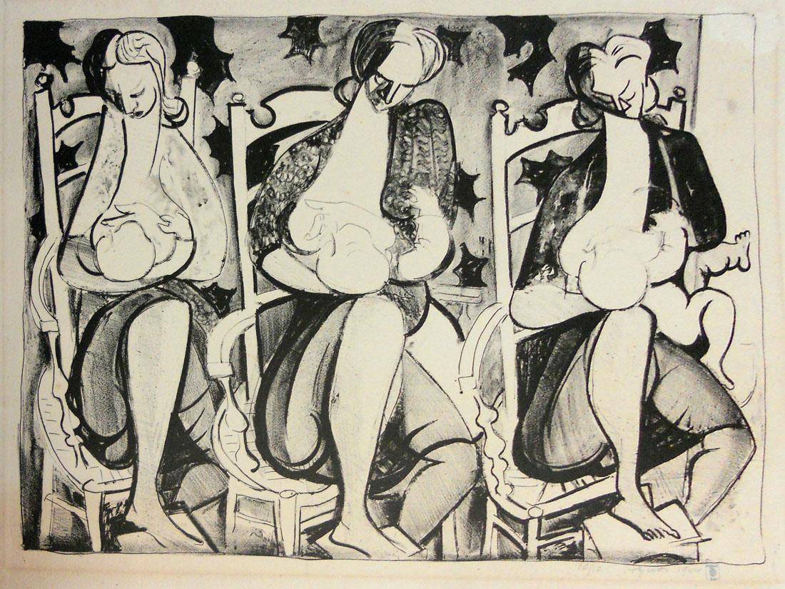 Maternidad, 1944. Edouard Pignon (1905-1993). Litografía.  36 x 47 cm. Nº inv. 1503.