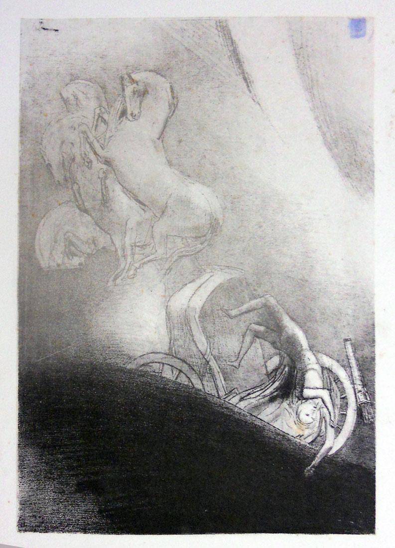 Caída de Ícaro. Odilón Redón (1840-1916). Litografía.  27,5 x 21 cm. Nº inv. 1506.