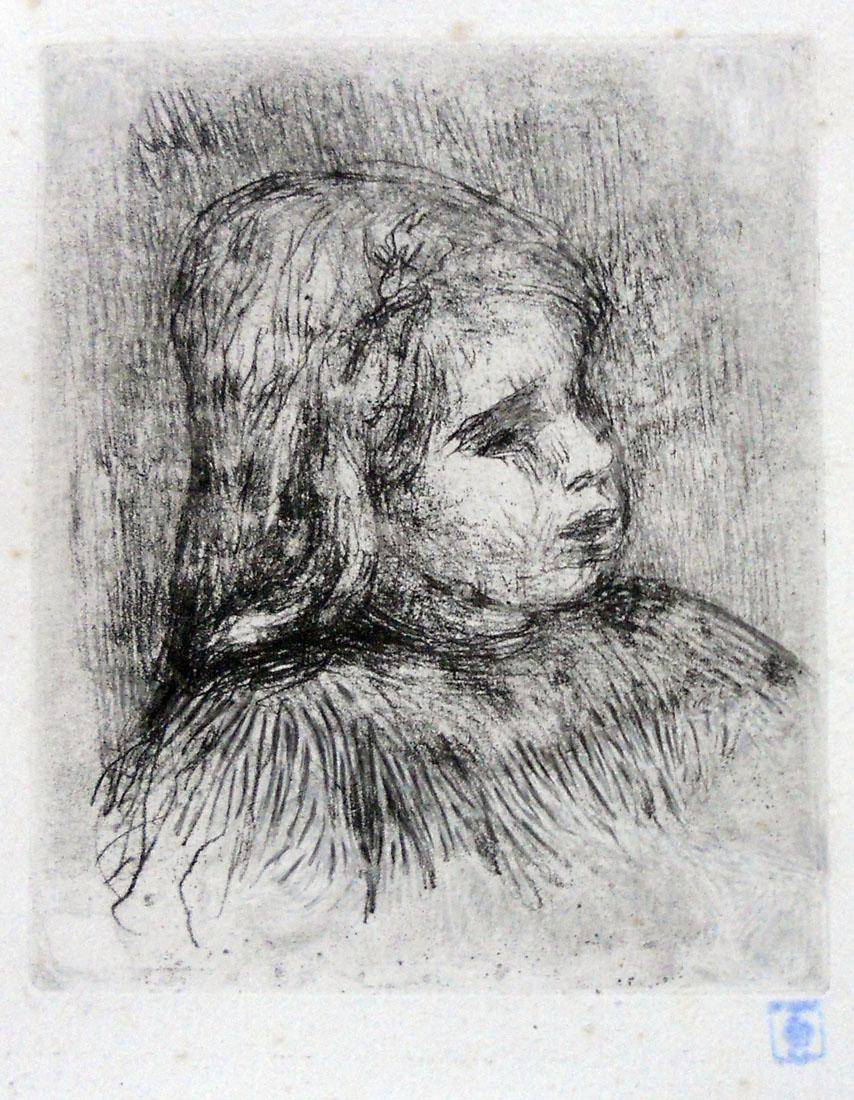 Retrato de Claude Renoir. Pierre Auguste Renoir (1841-1919). Grabado.  16 x 13 cm. Nº inv. 1507.