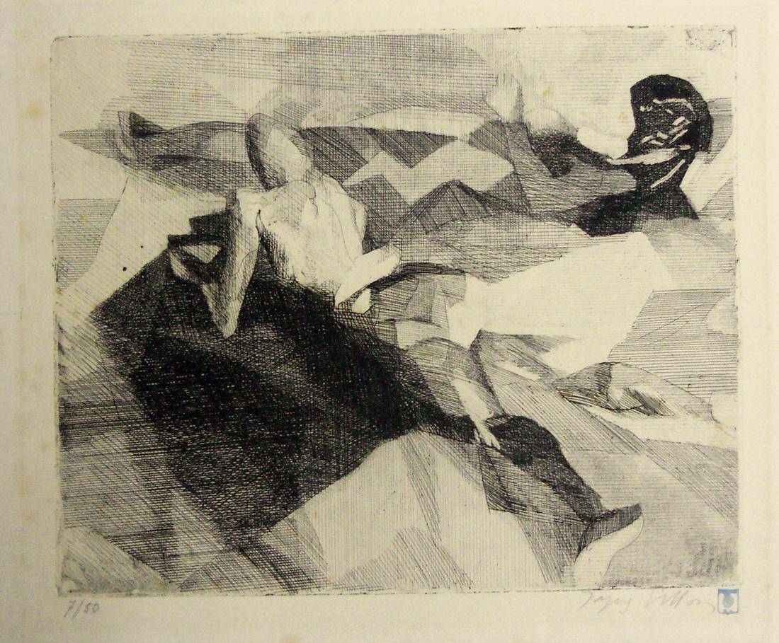 Sobre las rocas. Jaques Villon (1875). Buril.  22,5 x 28 cm. Nº inv. 1519.