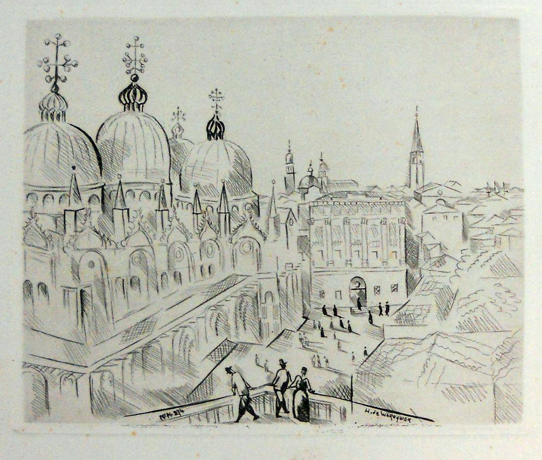 Venecia. Henry de Warroquier (1881-1970). Grabado.  15 x 17,5 cm. Nº inv. 1522.