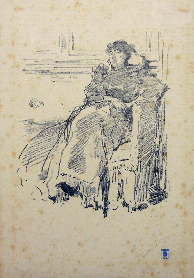 Mujer sentada. James Abbot Mac Neil Whistler (1834-1903). Litografía.  19 x 16 cm. Nº inv. 1523.