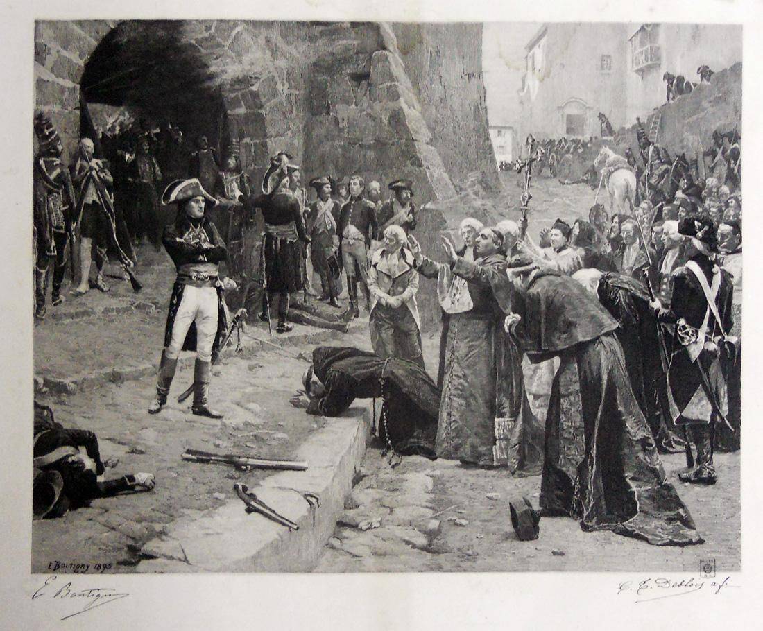 El gral. Bonaparte en la toma de Pavia, 1895. C.T. Debloise (1851). Aguafuerte.  41 x 49,5 cm. Nº inv. 155.