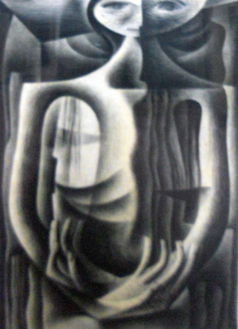 Figura, c.1955. Elizabeth Thompson (1930-2010). Dibujo al carbón.  71,5 x 47,5 cm. Nº inv. 1711.