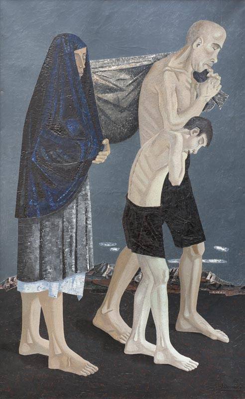 Huida, 1959. Jorge Damiani (1931-2017). Óleo sobre tela.  195 x 120 cm. Nº inv. 1964.