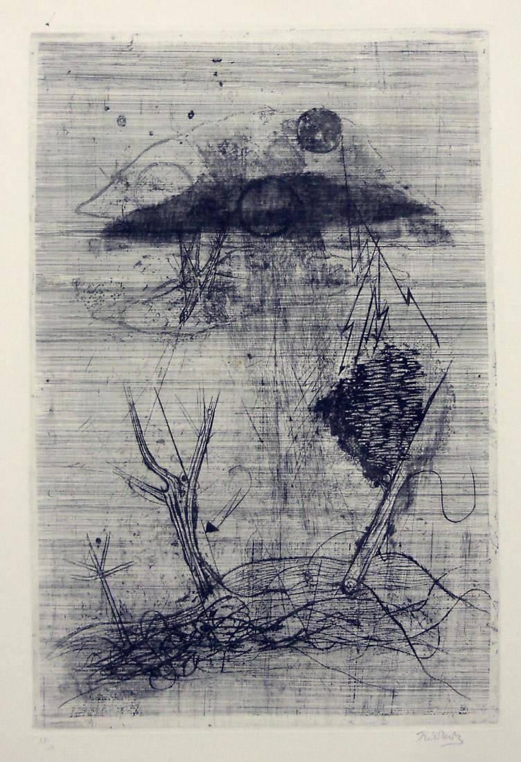 Petit orage. Johnny Friedlander (1912-1992). Aguafuerte.  47 x 32 cm. Nº inv. 1988.