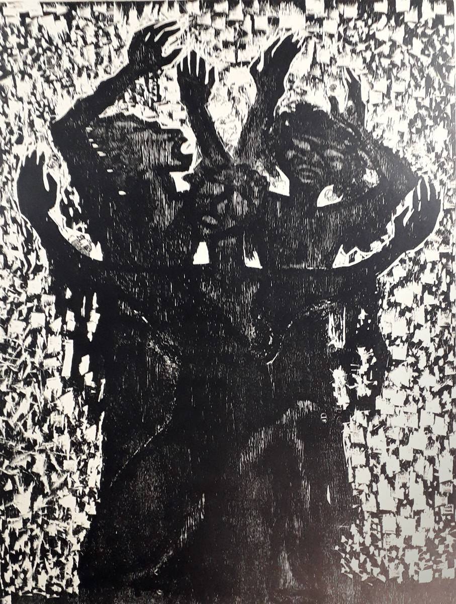 Clamor, 1962. Luis Mazzey (1895-1983). Xilografía.  65,5 x 45 cm. Nº inv. 2022.