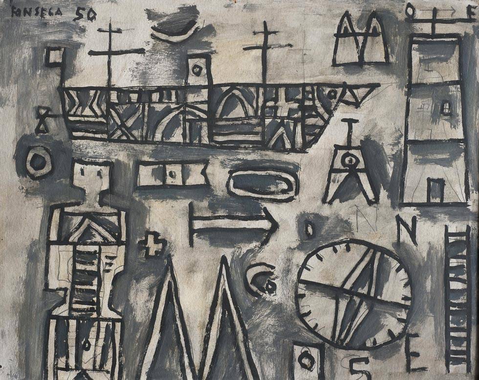 Sin título, 1950. Gonzalo Fonseca (1922-1997). Óleo sobre cartón.  35 x 43 cm. Nº inv. 2106.