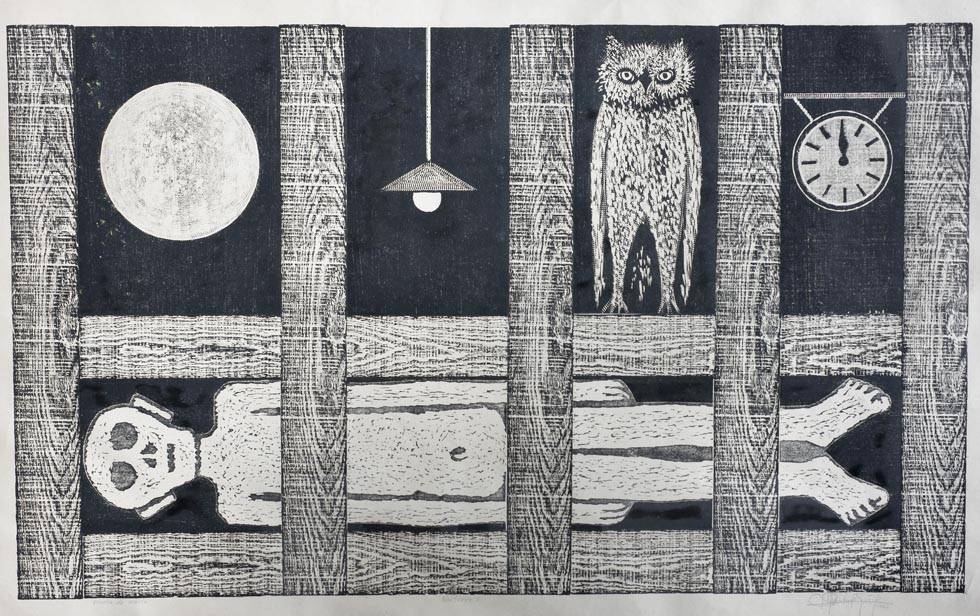 Nocturno 6, 1965. Ruisdael Suárez (1929-2004). Xilografía.  60 x 100 cm. Nº inv. 2111.