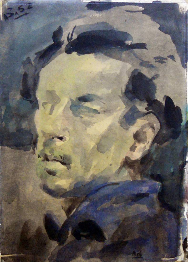 Estudio para autorretrato, 1952. Jorge Brito (o Britos) (1926-1996). Acuarela.  33 x 24 cm. Nº inv. 2152.