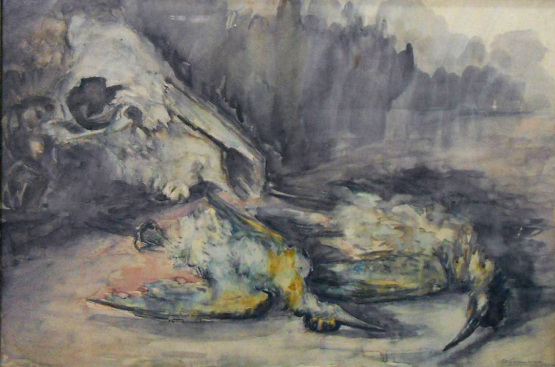 Naturaleza muerta, 1960. Eduardo Vernazza (1910-1991). Acuarela sobre papel.  45 x 65 cm. Nº inv. 2179.