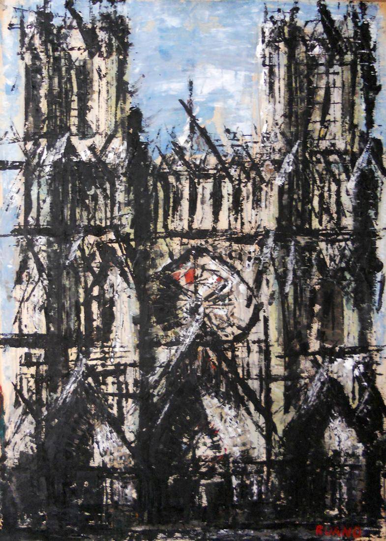 Catedral, c.1961. Rafael Ruano (1925-2016). Óleo sobre cartón.  69 x 50 cm. Nº inv. 2181.