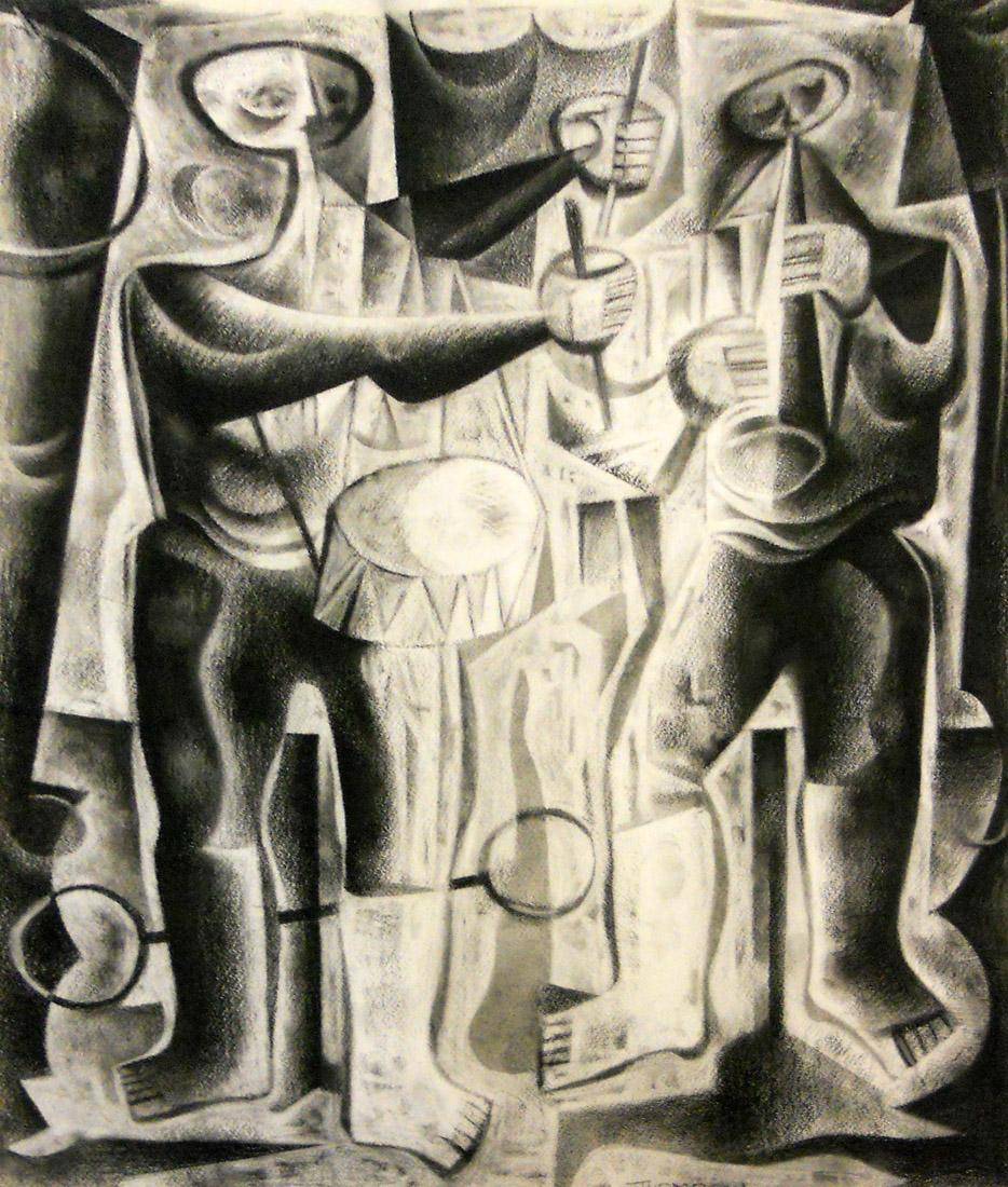 Composición, c.1957. Elizabeth Thompson (1930-2010). Dibujo al carbón.  60 x 45 cm. Nº inv. 2192.