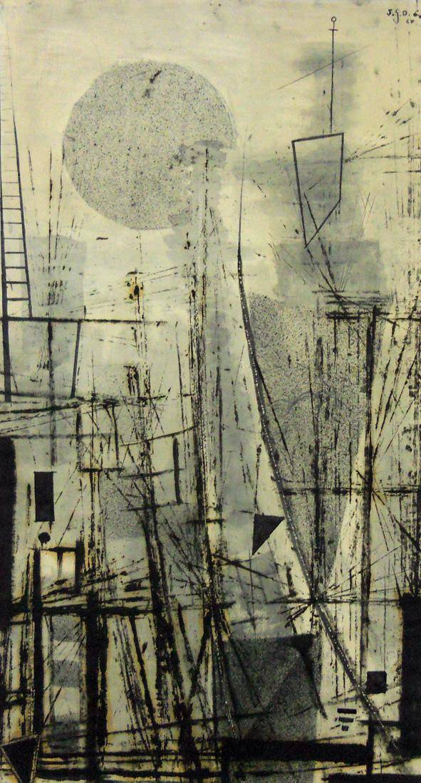 Vértigo, 1960. Julio José González Díaz (1926). Tinta china sobre papel.  50 x 27 cm. Nº inv. 2200.