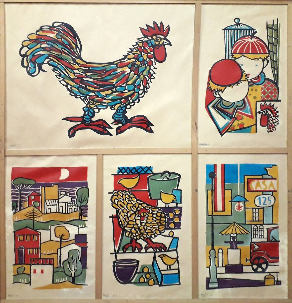Ilustraciones para el gallo Perico, 1965. Jonio Montiel (1924-1986). Grabado.  61 x 37 cm. Nº inv. 2209.