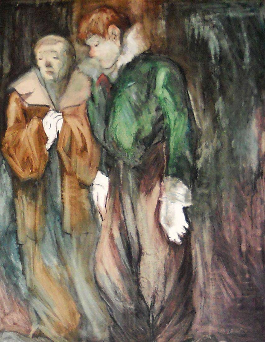 Clowns. Eduardo Vernazza (1910-1991). Óleo sobre tela.  98 x 13 cm. Nº inv. 2238.
