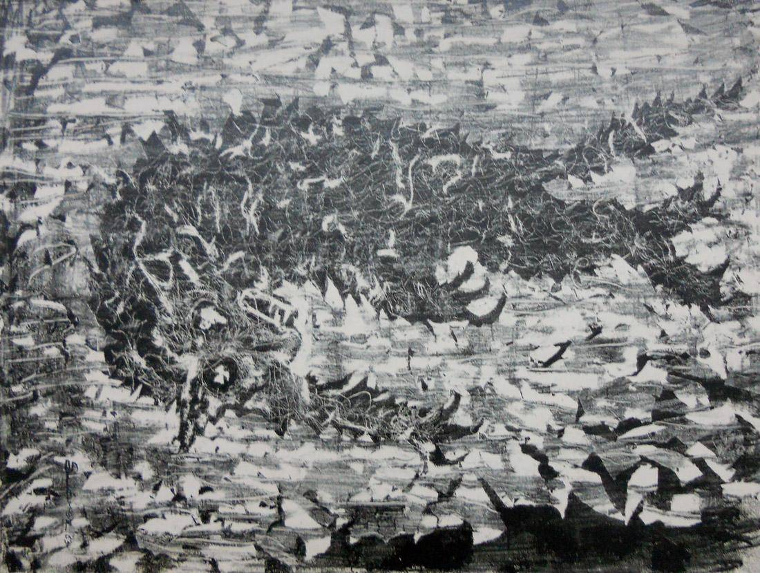 Gato cayendo, 1963. Ruisdael Suárez (1929-2004). Monocopia.  69 x 55,5 cm. Nº inv. 2247.