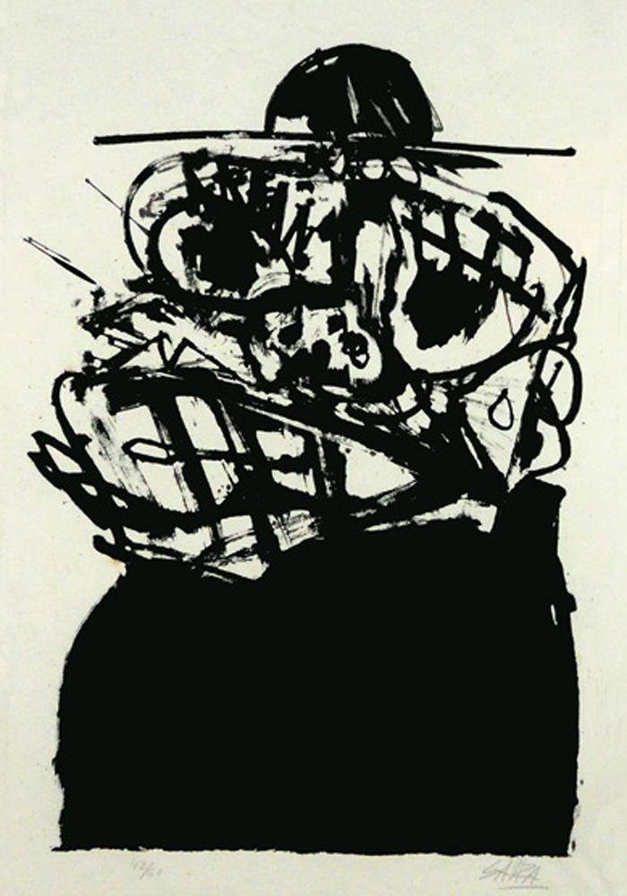Grabado. Antonio Saura (1930-1998). Litografía.  51 x 38 cm. Nº inv. 2269.