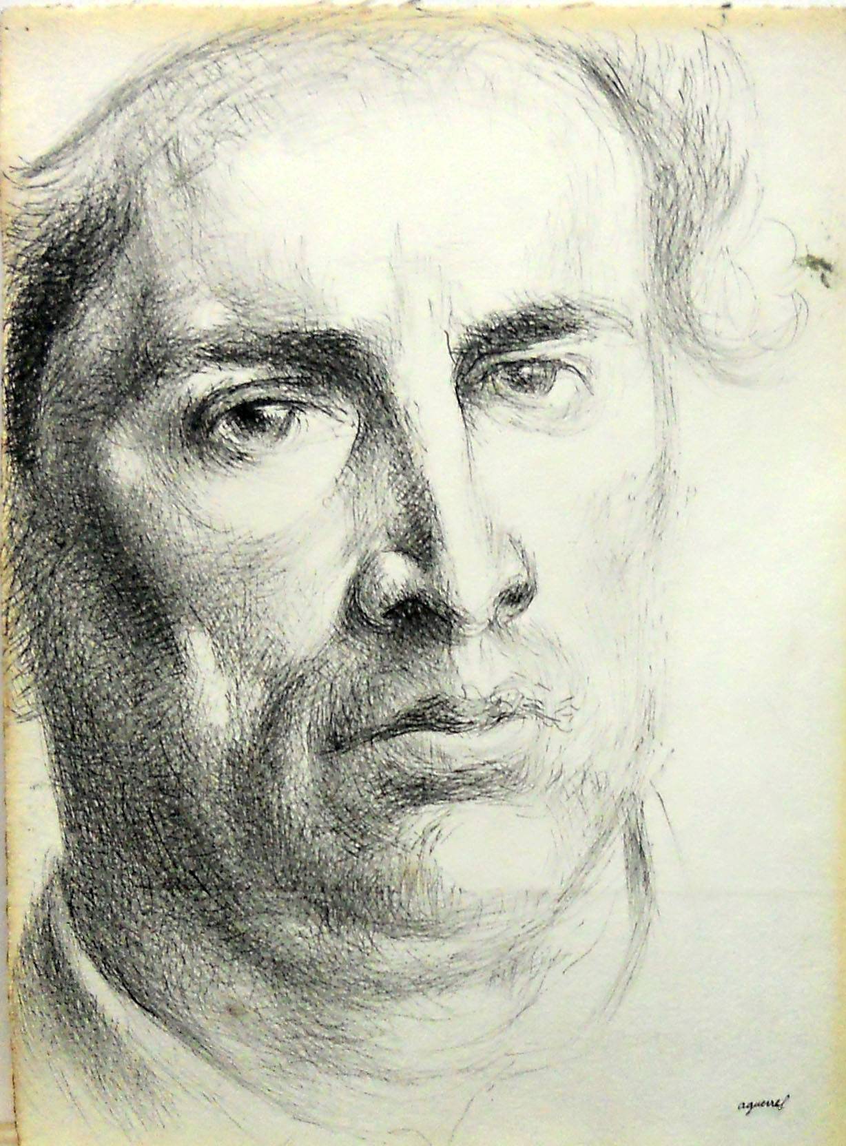 Autorretrato, c.1952. Ricardo L. Aguerre (1897-1967). Tinta china sobre papel.  33 x 24 cm. Nº inv. 2276.