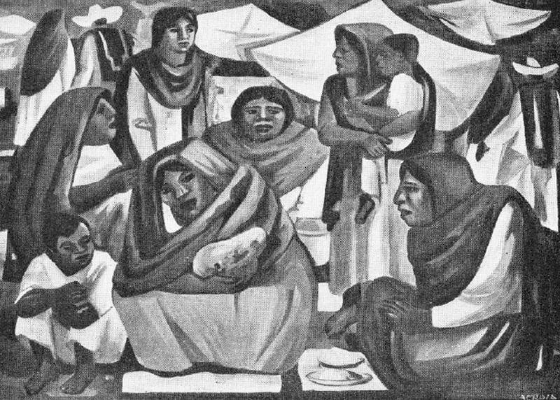 Mercado de Texmelucan, c.1948. Norberto Berdía (1899-1983). Óleo sobre tela.  64 x 90 cm. Nº inv. 2285.