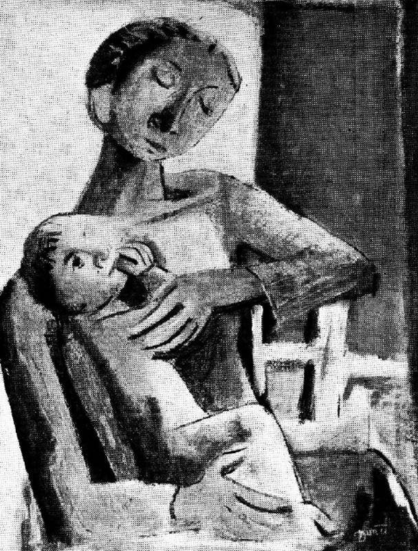 Mujer y niño, c.1955. Lino Dinetto (1927). Óleo sobre tela.  82 x 63 cm. Nº inv. 2298.