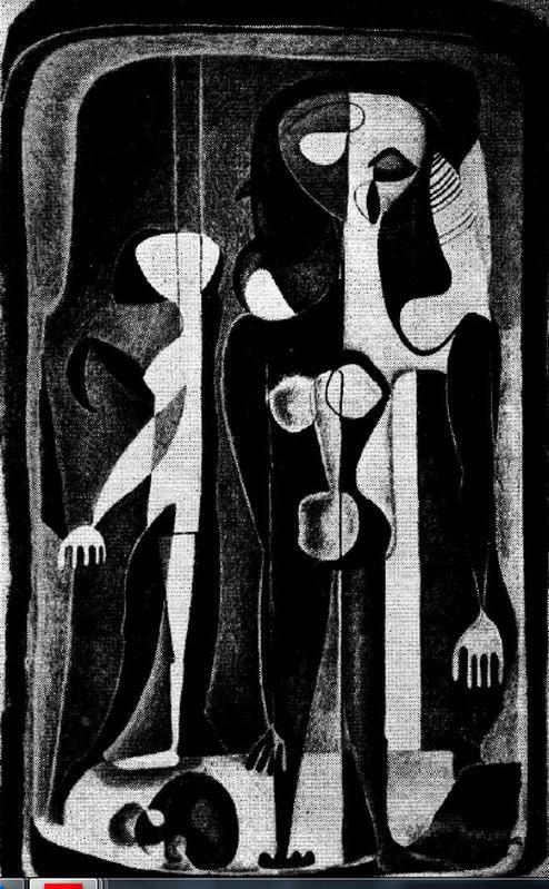 Figuras, 1954. Ofelia Oneto y Viana (1929-2019). Dibujo al carbón.  65 x 42 cm. Nº inv. 2319.