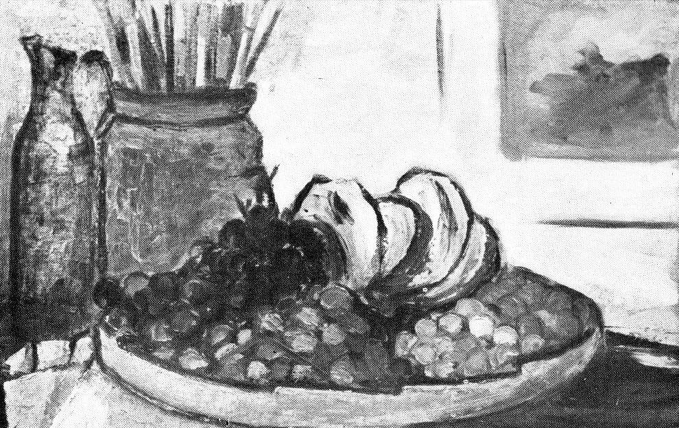 Frutas, c.1950. Enrique Volpe Jordan (1912). Óleo sobre cartón.  48 x 57 cm. Nº inv. 2346.