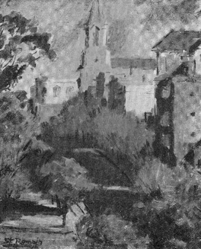 Paisaje, 1945. José Alberto Saint Romain (1909). Óleo sobre tela.  57,5 x 48 cm. Nº inv. 2368.
