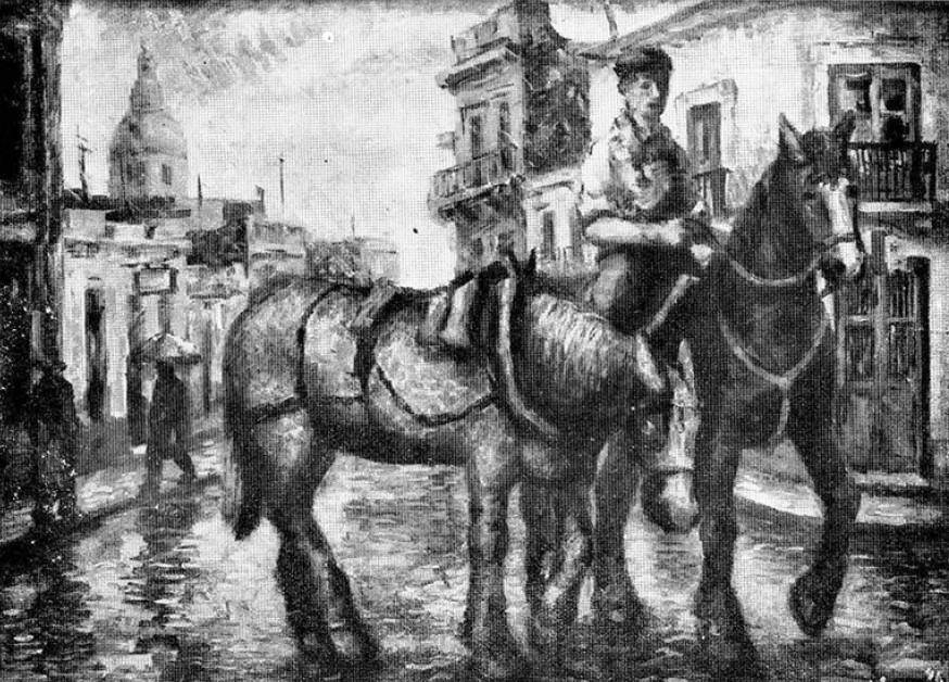 Días de lluvias, 1946. Andrés Feldman (1921-1967). Óleo sobre tela.  79 x 86,5 cm. Nº inv. 2369.