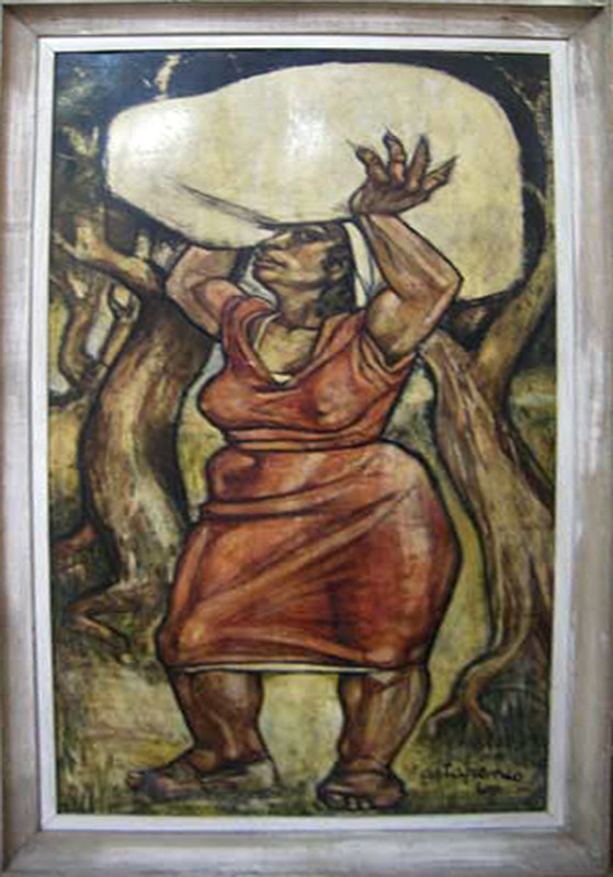Lavandera del litoral, 1949. Pedro Miguel Astapenco (1924-2005). Óleo sobre tabla.  141 x 81 cm. Nº inv. 2730.