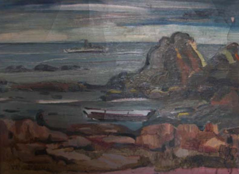 Marina, c.1949. Juan Ventayol (1915-1971). Óleo sobre tela.  70,5 x 90 cm. Nº inv. 2752.