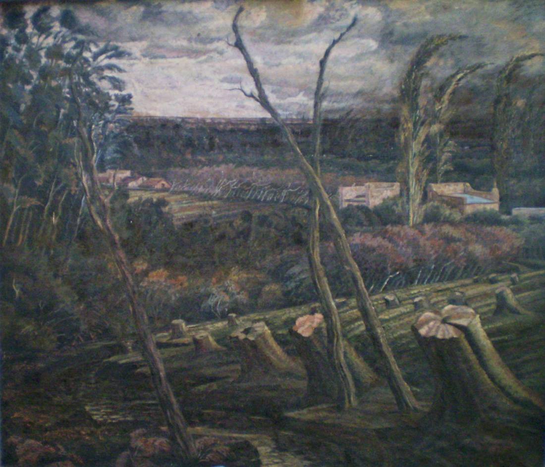 Troncos truncados, c.1945. Francisco A. Siniscalchi (1914-2001). Óleo sobre tela.  119,5 x 140 cm. Nº inv. 2873.