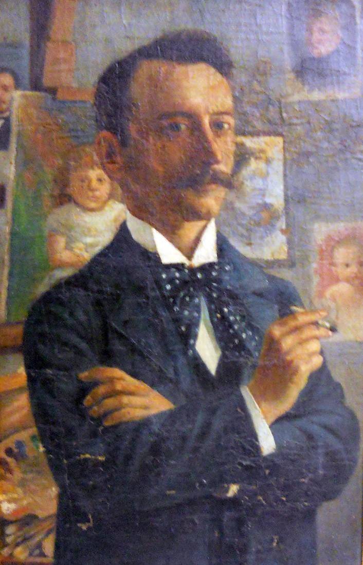 Autorretrato. Federico Renóm (1862-1897). Óleo sobre tela.  59 x 38 cm. Nº inv. 298.