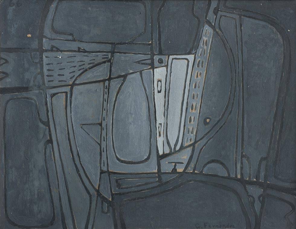Pintura, 1966. Guillermo León Fernández (1928-2007). Óleo sobre cartón.  46 x 58,5 cm. Nº inv. 2994.