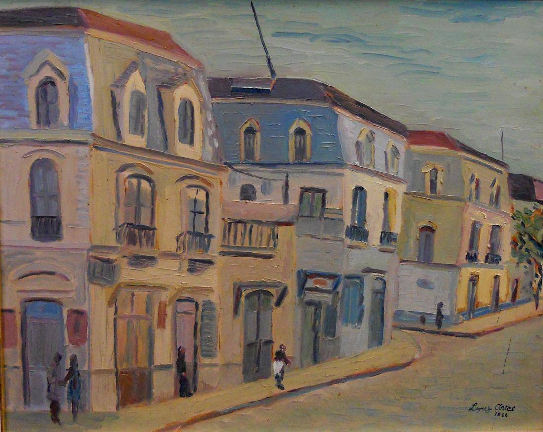 Calle Isla de Flores, 1960. Manuel López Cortés (1918-2002). Óleo sobre madera.  60 x 50 cm. Nº inv. 2999.