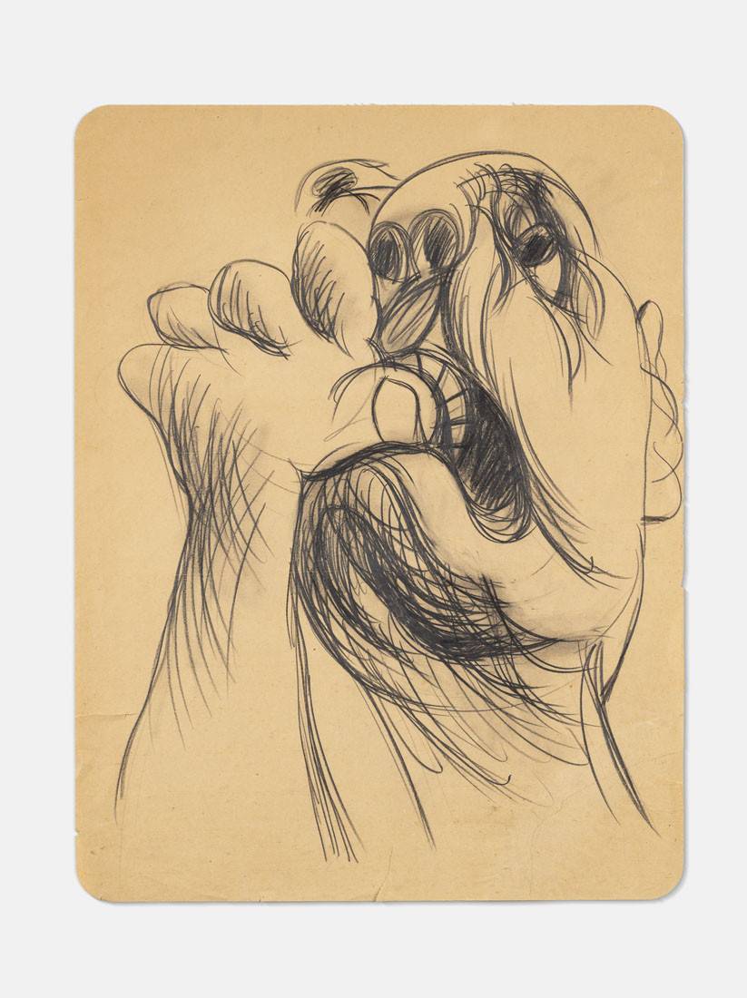 Terror. Manuel Espínola Gómez (1921-2003). Dibujo a lápiz.  77 x 59 cm. Nº inv. 3077.