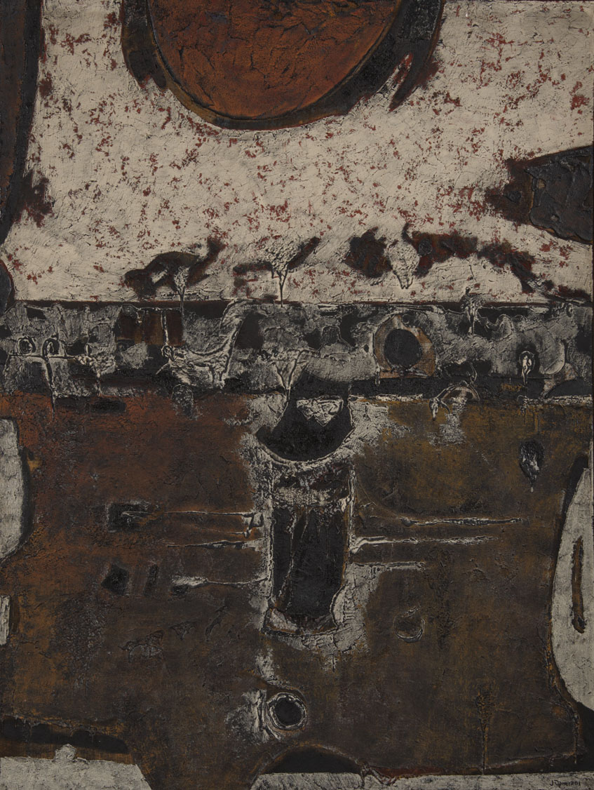 Angustia, 1963. Jorge Damiani (1931-2017). Medios combinados sobre tela.  200 x 150 cm. Nº inv. 3602.