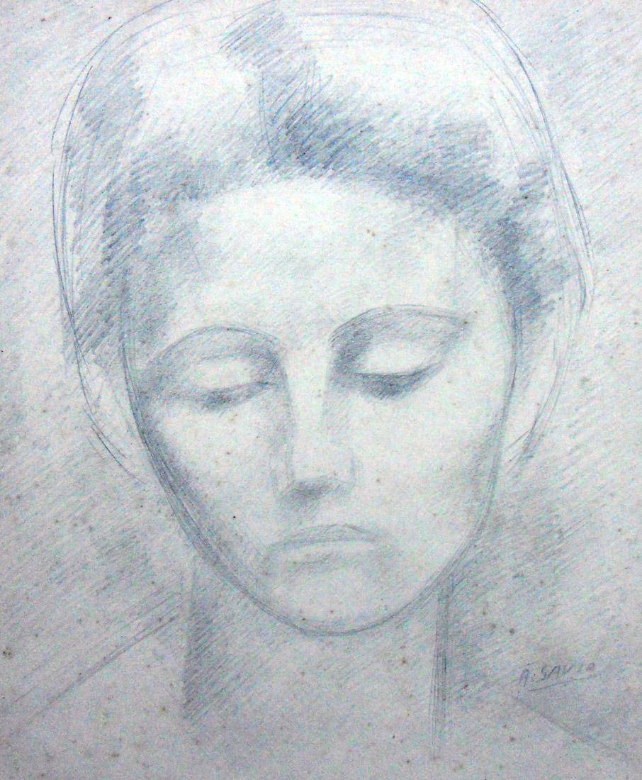 Cabeza, 1959. Alberto Savio (1901-1971). Lápiz.  36 x 30 cm. Nº inv. 3608.
